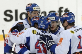 Hráči Slovenska se radují po zápase se Slovinci